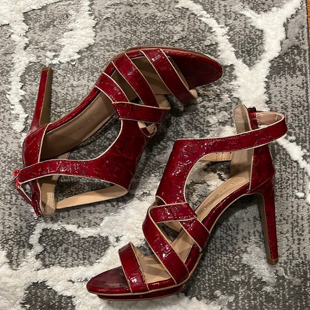 THE LIMITED Patent Cork Pattern Red Heels Sandals